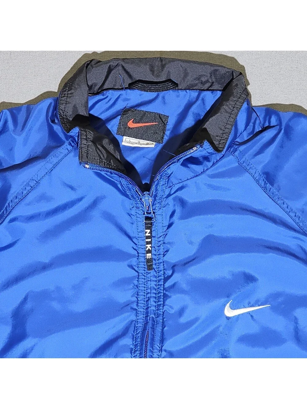 Vintage Nike Windbreaker Jacket Men’s L Blue Full Zip 90s Y2K Swoosh EUC